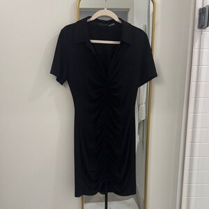Alice + Olivia Black Ruched Mini Dress